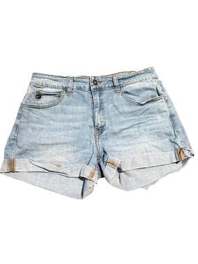 KanCan Light Wash Rolled Cuff Stretch Denim Shorts, Distressed, Women's Size 29